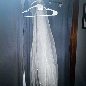 David's Bridal Allover Pearl-Embellished Mid-Length Veil